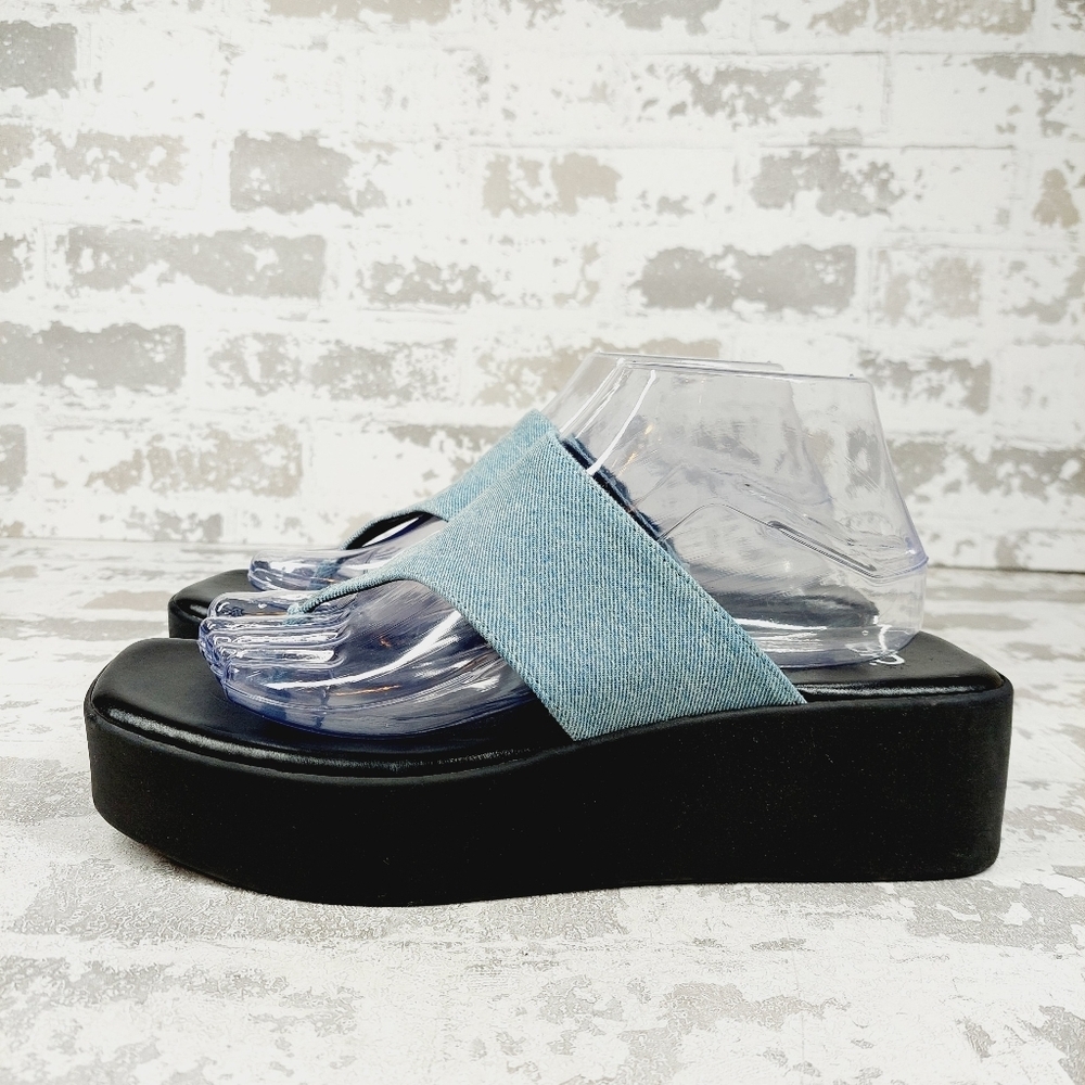 NEW BP. Timmie Blue Jean Platform Flip Flop Thong Summer Sandals I678